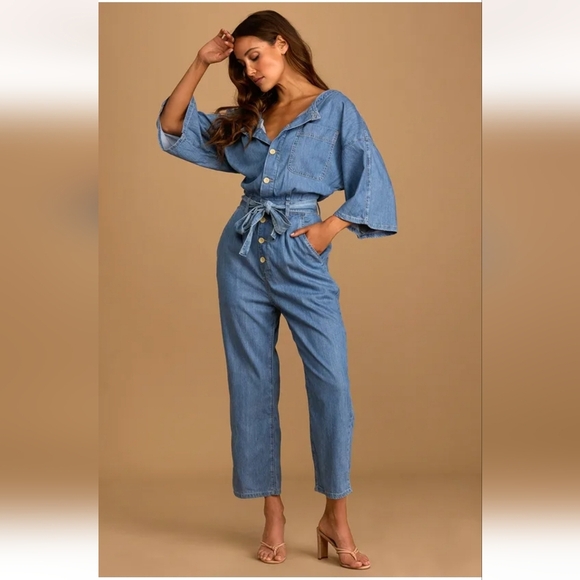 Free People Pants - Free People Marley Denim Jumpsuit – Women's XS Light Wash One Piece